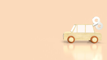 The car wood toy with wind up for service concept 3d rendering