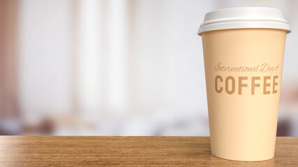 The paper cup for International Coffee Day concept 3d rendering