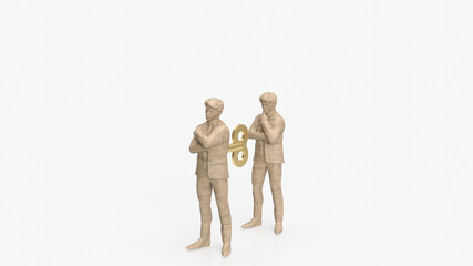 The man with wind up for business on white background concept 3d rendering