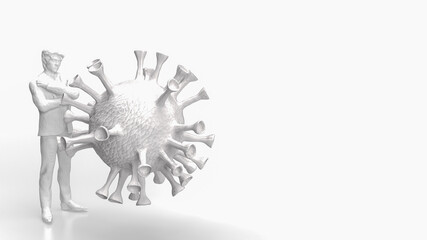 The man and virus for long covid or medical concept 3d rendering