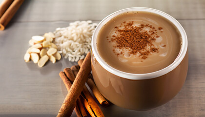 Horchata coffee with almonds, rice and cinnamon