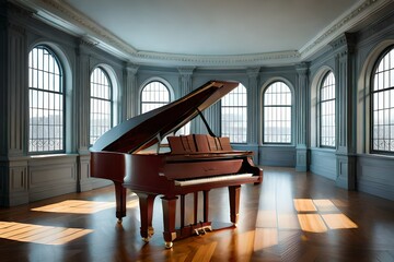 grand piano in the room generated by AI tool
