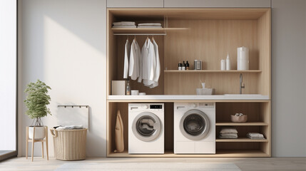 a beautiful room with a nice washing machine place