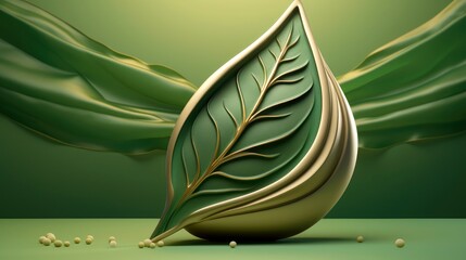 3d mockup leaf of tree and plant. Ecology, bio and natural products concept, Close up view of leaves composition, minimal style, Generative AI illustration