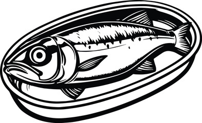 Sardines Logo Monochrome Design Style