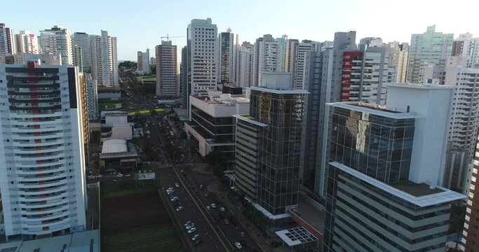 Drone cinematic shot in londrina Paraná Avenida Ayrton Senna Brazil tall buildings gelba palanho