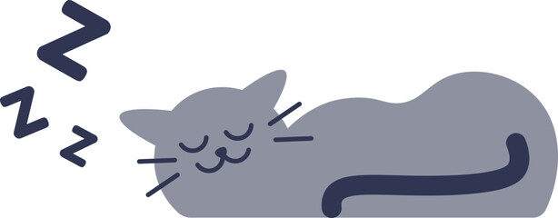 Cute Grey British Cat Sleeping Vector Illustration