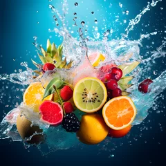 Poster A burst of summer energy captured in a colorful photo featuring delicious and vibrant fruits © juniorideia