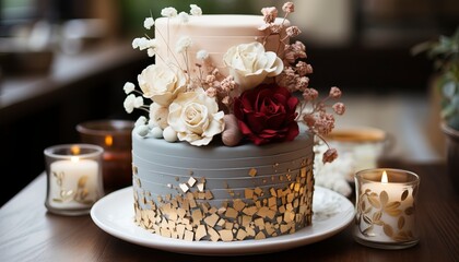 wedding cake with roses
