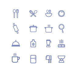 premium vector, set of outline icon for kitchen cooking tools, kitchen electronics, housewife needs.