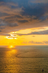 Puerto Vallarta bay sunset and a boat