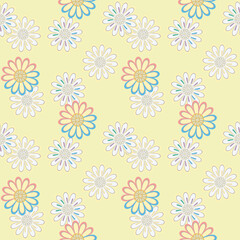 Japanese Curl Circle Flower Vector Seamless Pattern
