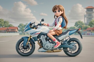 Fototapeta na wymiar girl on motorcycle