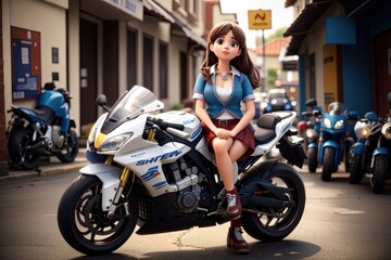 Obraz na płótnie Canvas girl on motorcycle