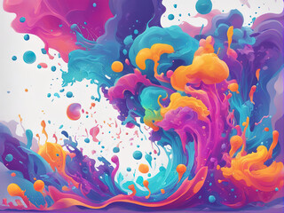 Naklejka na ściany i meble Colorful Luquid and splash background with Generative AI.