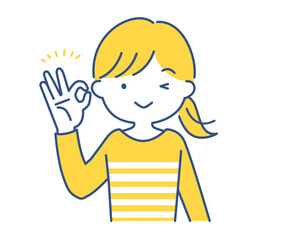 OKポーズをする女性のイラスト素材