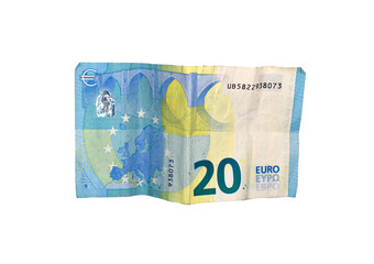 20 euros banknotes isolated on white