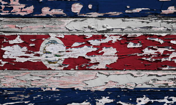 Flag of the Costa Rica painted on a wooden board