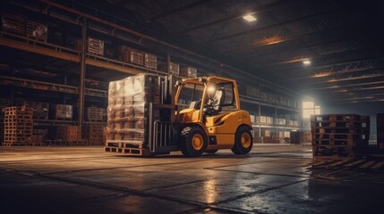 forklift truck in warehouse