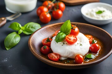 mozzarella with tomato and basil generated by AI tool