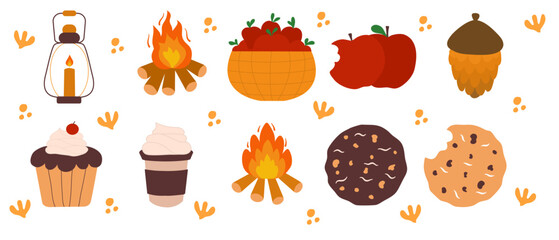 Set of Autumn Vector Illustration. Fall season