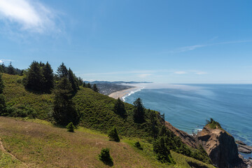 View from the top of the knoll hike overlooking the beautiful Pacific Ocean, Lincoln City, Oregon Coast