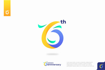 Number 6 logo icon design, 6th birthday logo number, anniversary 6
