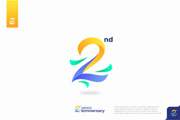Fototapeta na wymiar Number 2 logo icon design, 2nd birthday logo number, anniversary 2