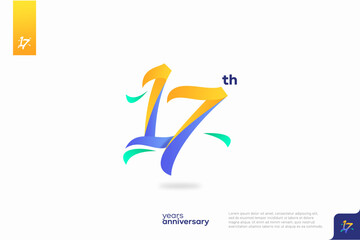 Number 17 logo icon design, 17th birthday logo number, anniversary 17