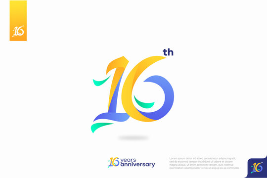Number 16 logo icon design, 16th birthday logo number, anniversary 16