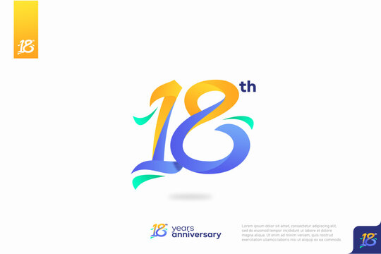 Number 18 logo icon design, 18th birthday logo number, anniversary 18