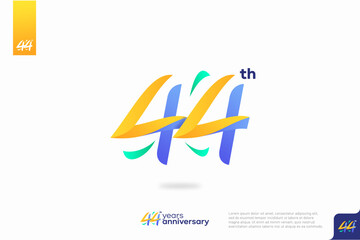 Number 44 logo icon design, 44th birthday logo number, anniversary 44