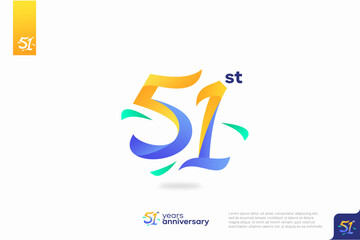 Number 51 logo icon design, 51st birthday logo number, anniversary 51 - obrazy, fototapety, plakaty