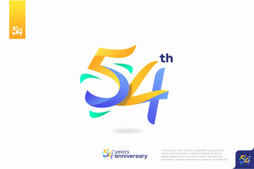 Number 54 logo icon design, 54th birthday logo number, anniversary 54 - obrazy, fototapety, plakaty
