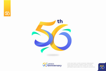 Number 56 logo icon design, 56th birthday logo number, anniversary 56