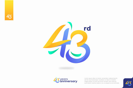 Number 43 logo icon design, 43rd birthday logo number, anniversary 43