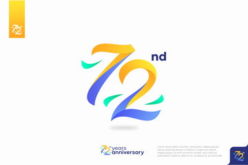 Number 72 logo icon design, 72nd birthday logo number, anniversary 72