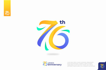Number 76 logo icon design, 76th birthday logo number, anniversary 76