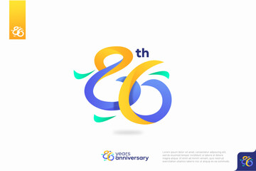 Number 86 logo icon design, 86th birthday logo number, anniversary 86