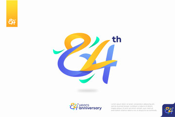 Number 84 logo icon design, 84th birthday logo number, anniversary 84
