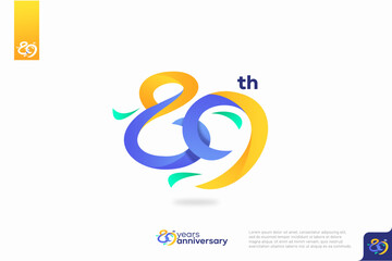 Number 89 logo icon design, 89th birthday logo number, anniversary 89
