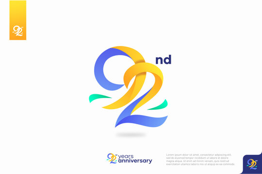 Number 92 logo icon design, 92nd birthday logo number, anniversary 92