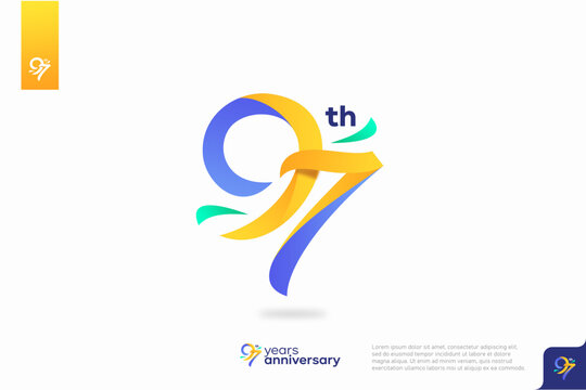 Number 97 logo icon design, 97th birthday logo number, anniversary 97