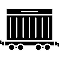 Railcar Icon. Delivery Cargo Wheel Symbol Stock Illustration. Vector Solid Icons For UI Web Design And Presentation