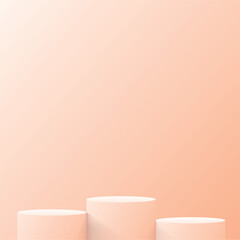 Abstract background with cream color geometric 3d podiums. Vector