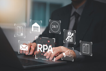 Robotic Process Automation RPA and Machine Learning Artificial Intelligence AI is Changing the Way We Work Industries Innovation CRM software automation Modern Technology Digital Transformation.