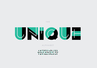 Vector of stylized modern font and alphabet