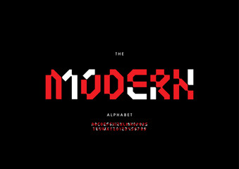 Vector of stylized modern font and alphabet	