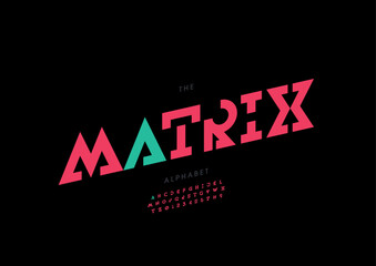 Vector of stylized modern font and alphabet	