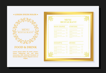 Elegant restaurant menu cover with logo ornament